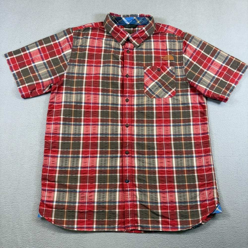 The North Face Men's Large Plaid Short Sleeve Button Up Outdoor Hiking Shirt L